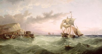 Shipping off Speeton Cliffs, Yorkshire by Henry Redmore